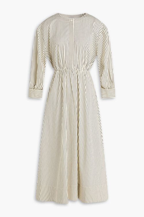 Cafu striped cotton-blend poplin midi shirt dress - White - XS