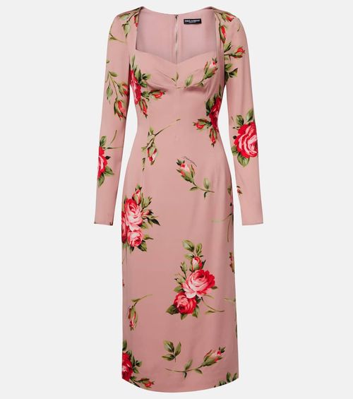 Floral silk-blend midi dress