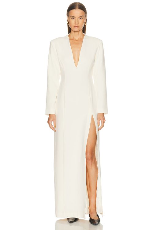 EAVES Lovise Polished Crepe Maxi Dress in Ivory