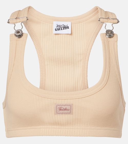 Ribbed-knit cotton bra top
