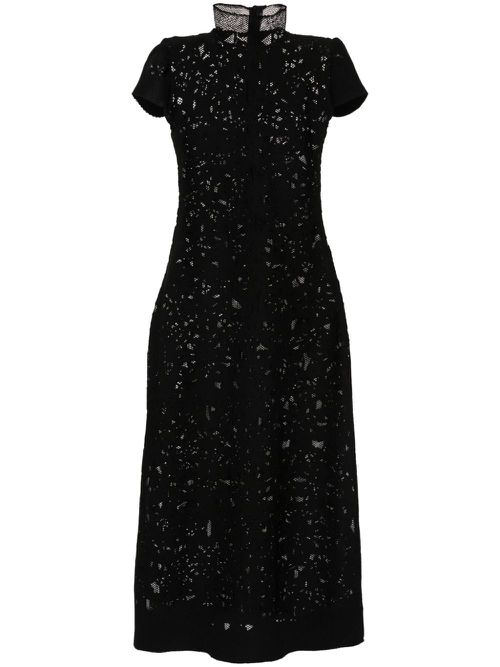 Floral-mesh maxi dress - Black