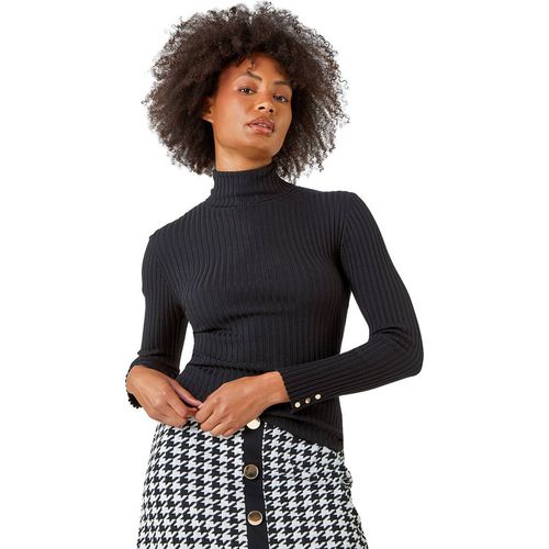 Dusk Womens Ribbed Turtle Neck Jumper - Black