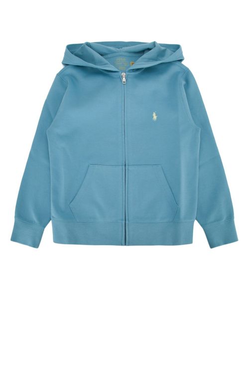 Logo-Embroidered Zip-Up Hoodie — Blue