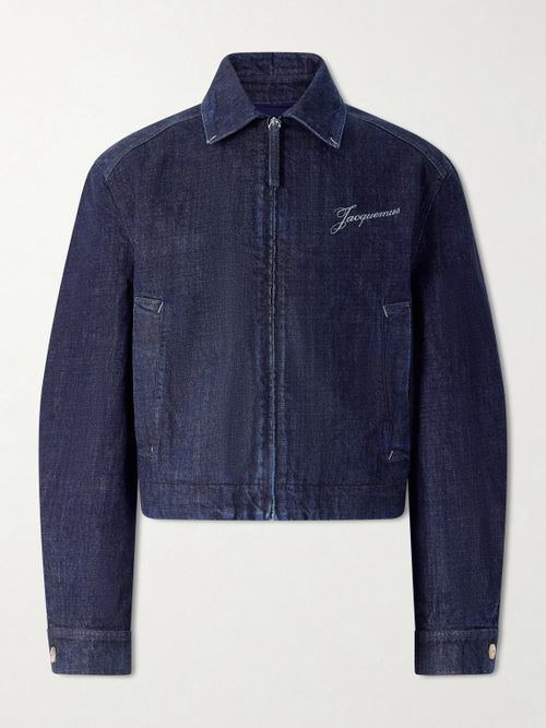 La Veste De-Nîmes Logo-Embroidered Denim Jacket - Men - Blue