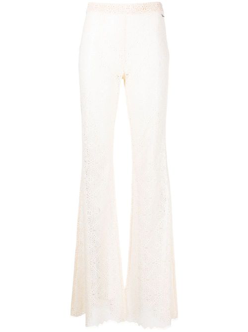 Sheer-lace flared trousers - Neutrals