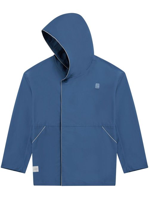 Logo-patch hooded jacket - Blue