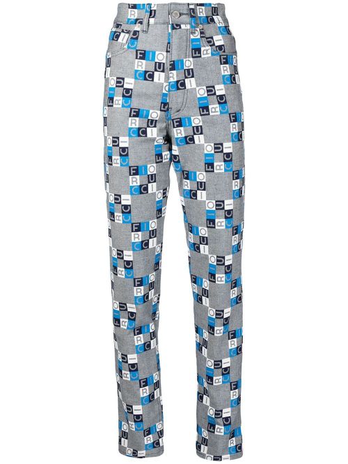 High-rise logo slim-fit jeans - Blue
