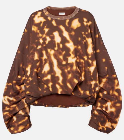 Printed gathered cotton sweatshirt