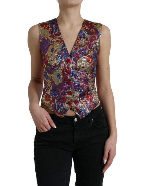 Jacquard Floral Vest — Multicolor
