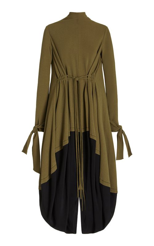 Cinched Waist Crepe Maxi Dress