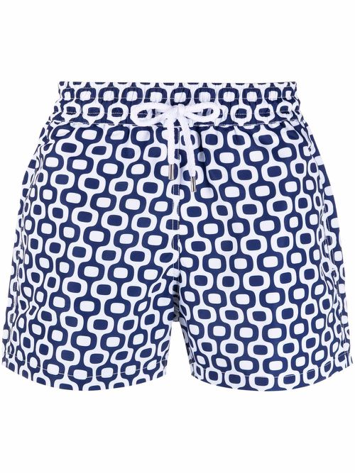 Geometric-print swim shorts - Blue