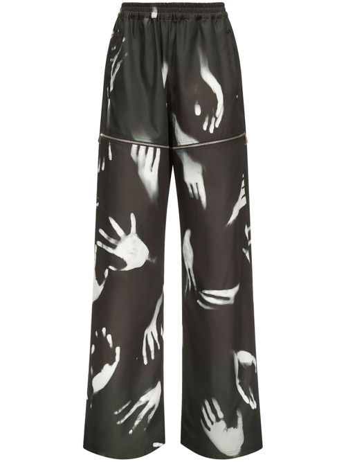 Handprint Slit track pants - Black