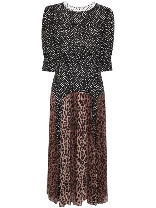 Meg Leopard Midi Dress - Black