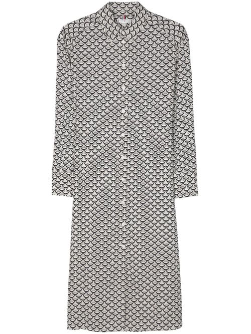 Graphic-print twill midi shirt dress - White