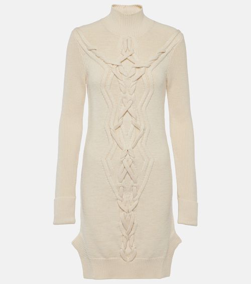 Atina cable-knit wool-blend minidress