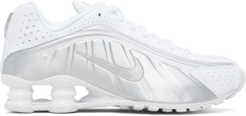 White & Silver Shox R4 Sneakers