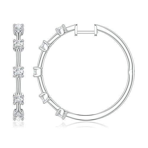 Angara 1.05 CTW Round Lab-Grown Diamond Five-Stone Station Hoop Earrings in Silver