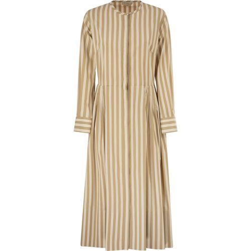 Antonelli Firenze Striped Cotton Midi Dress With Tailored Pleat