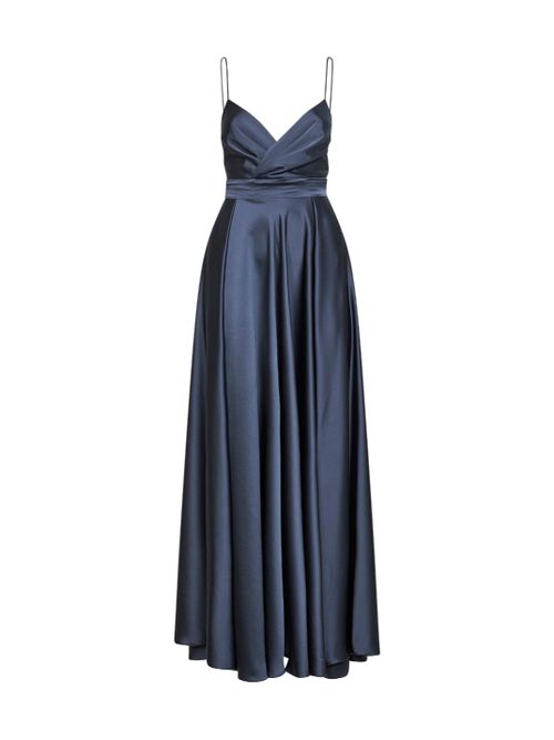 Satin with Draped V-Neckline Dress — Gray