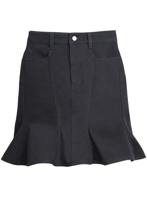 High-waisted fluted cotton skirt - Black