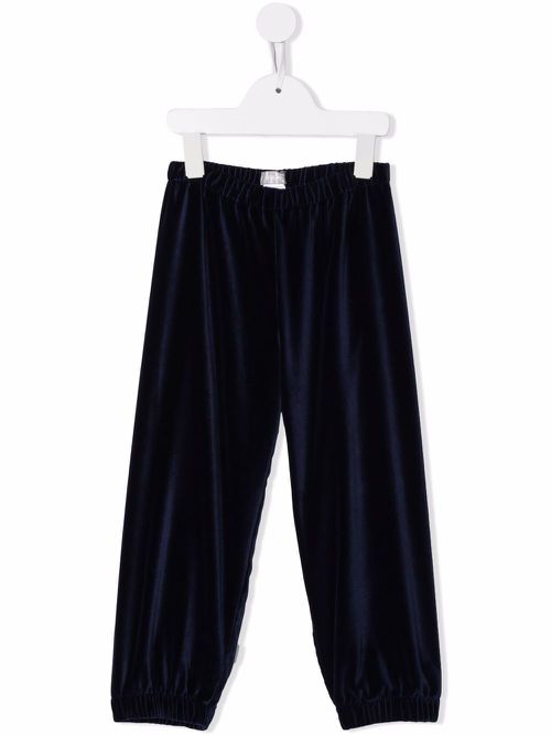 Velvet-effect track pants - Blue