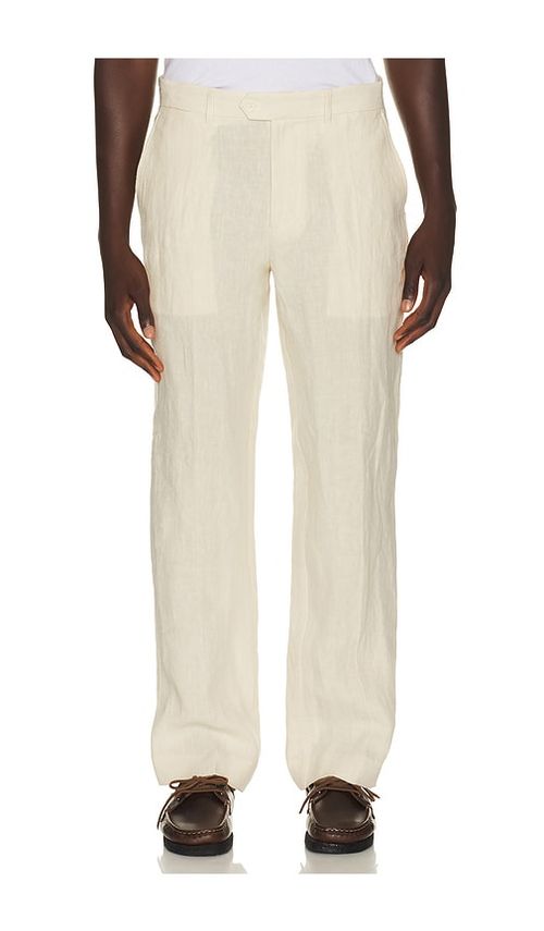 Percival Tailored Linen Trousers in Cream - Cream. 34 also