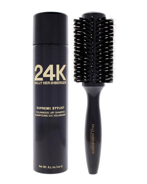 Unisex 2Pc 24K Volumizing Dry Shampoo & Large Round Brush  Kit