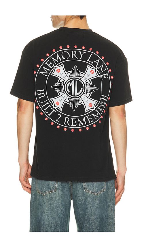 Memory Lane Cross Tee in Black. M. Also in L, S, XL/1X
