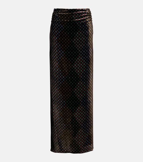 Printed satin maxi skirt