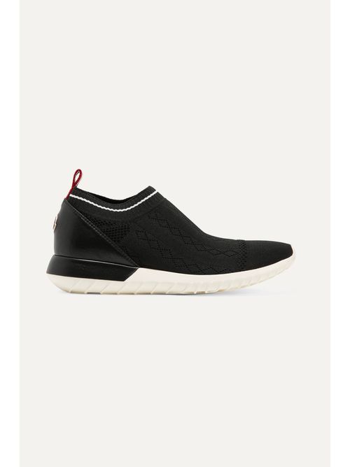 Giroflee Leather-paneled Stretch-knit Slip-on Sneakers - Black