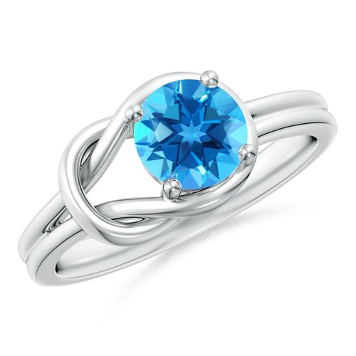 Angara 0.95 Carat Solitaire Swiss Blue Topaz Infinity Knot Ring in Silver