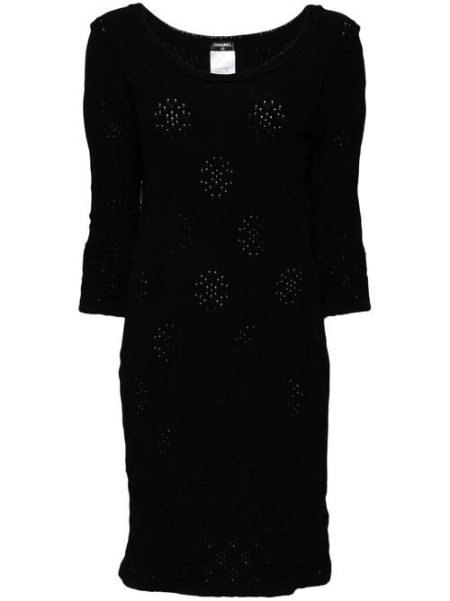 2000 boat-neck knitted dress - Black