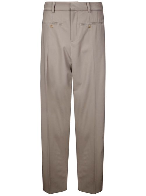 Wool straight-leg trousers - Neutrals