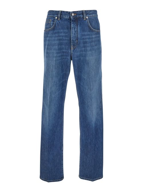 Logo-Patch Five-Pocket Jeans — Blue