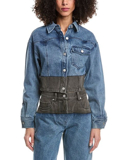 Two-Toned Denim Cropped Shirt Jacket