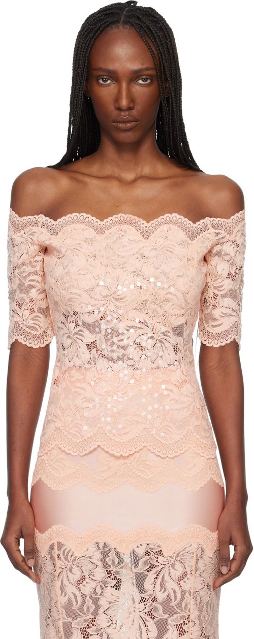 Pink Off The Shoulder Lace Top