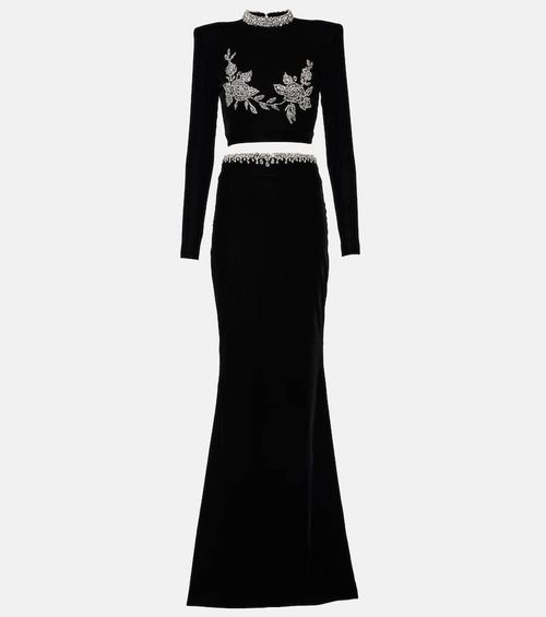 Embroidered crop top and maxi skirt