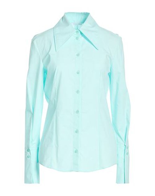 Woman Shirt Sky blue Size 4 Cotton, Elastane