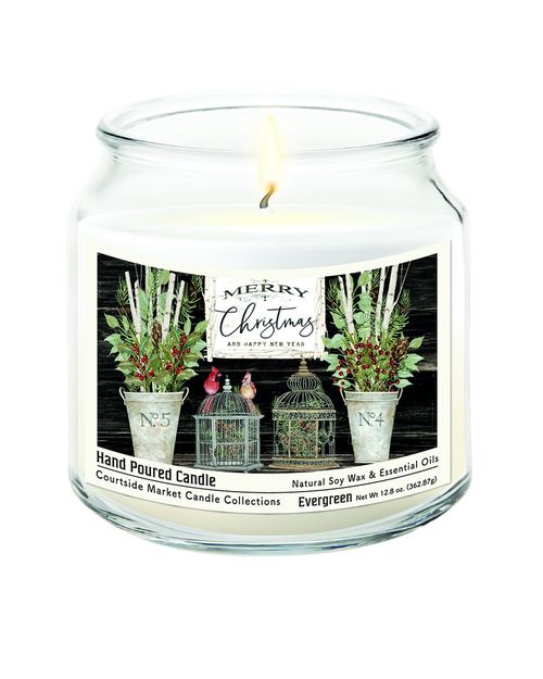 Merry Christmas Cardinals Hand-Poured Soy Wax Candle