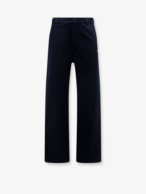 Embroidered Logo Cotton Denim Trousers — Blue