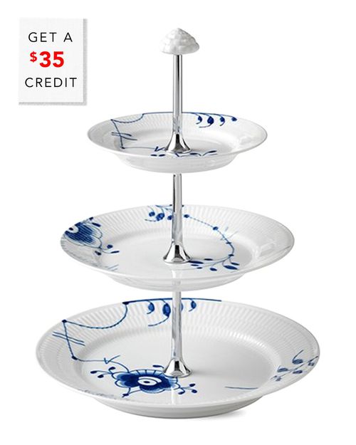 Blue Fluted Mega 3 Tier Etagere With $35 Credit