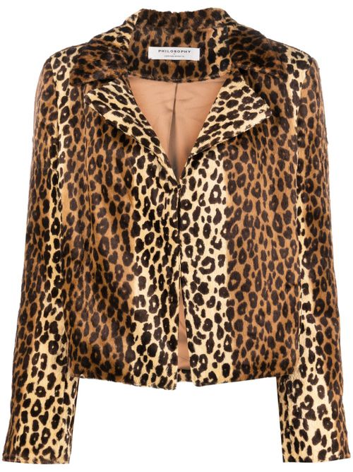 Leopard-print faux-fur jacket - Brown