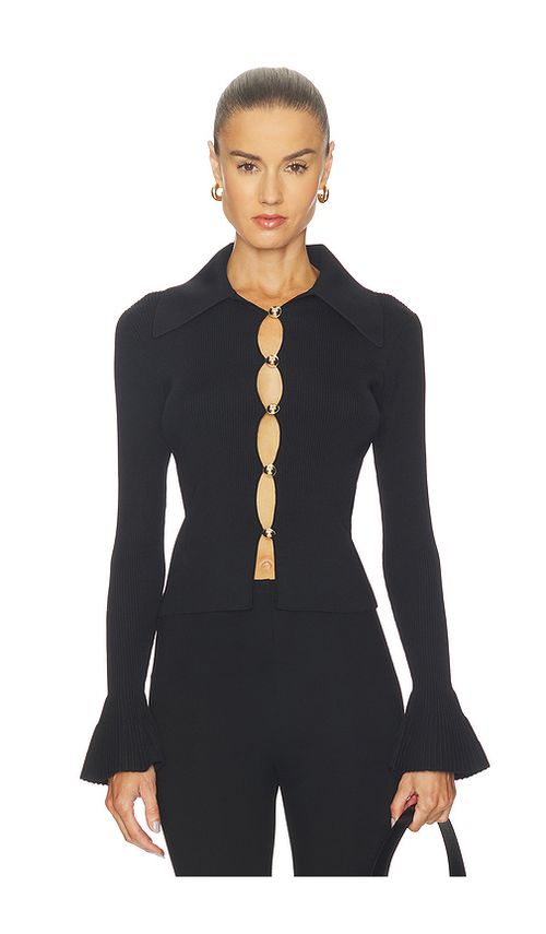 Self-portrait Button Down Knit Top in Black. M also in S