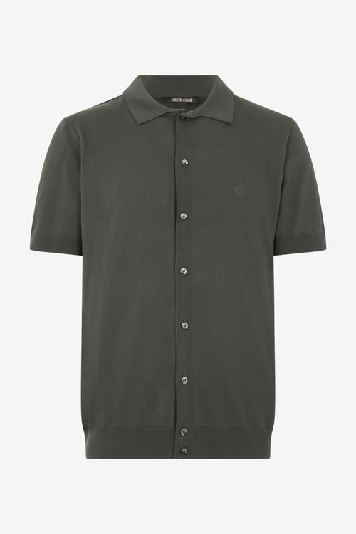 Green Knitted Polo Shirt With Monogram Rc