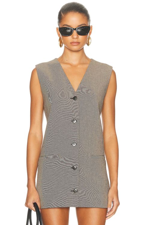 By Malene Birger Francine Vest in Mixed Weave Beige - Taupe. 36 also