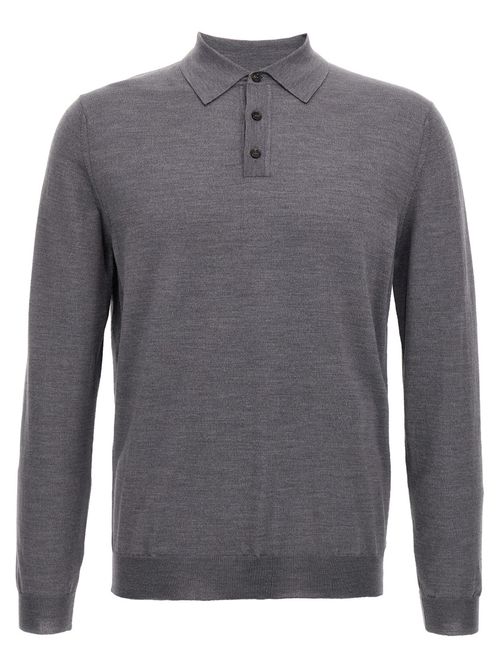 Grey Wool Polo Shirt