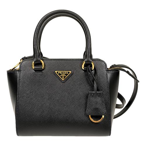 Prada Triangle Logo Black Saffiano Lux Leather Crossbody Satchel Bag