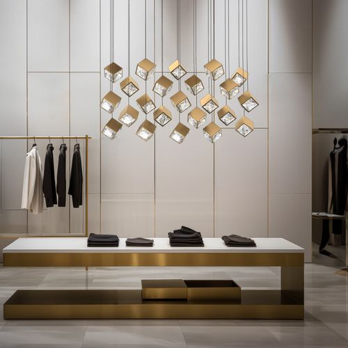 Aged Brass LED Chandelier from the Ice Cube Collection
