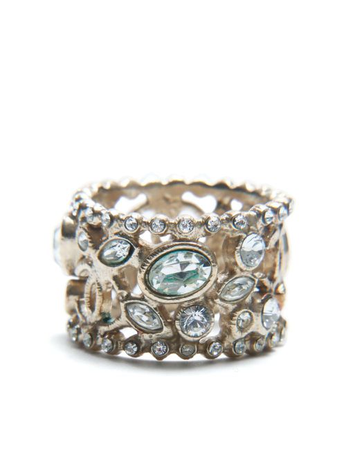 2010 CC rhinestone ring - Gold