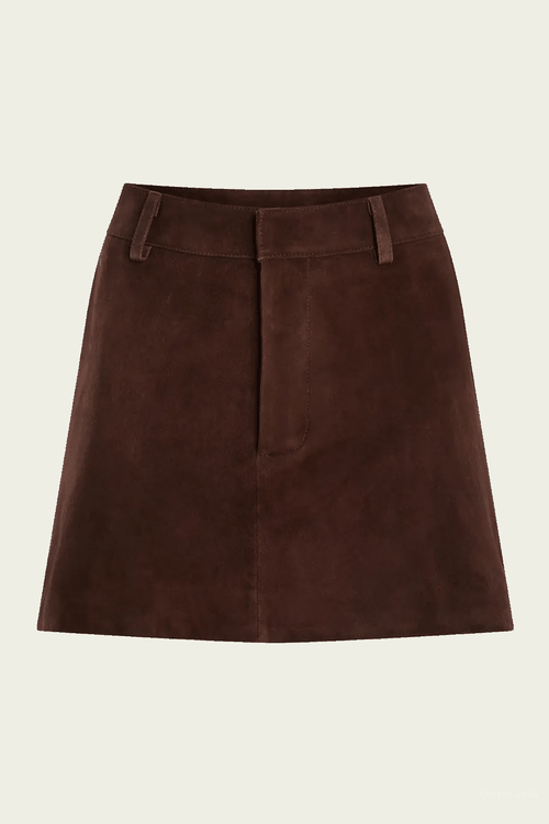 Torrance Suede Mini Skirt in Tobacco